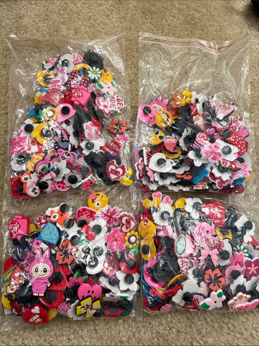 Kids Multi-Color Shoe Charms (100 pieces/pack) Assorted Cartoon & Flower Designs